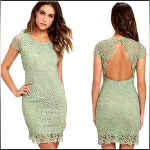 Lulus Hidden Talent Backless Sage Green Lace Dress Small NWT